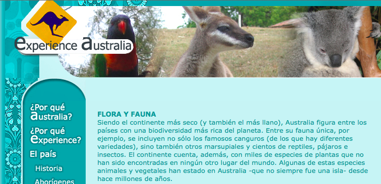 Texto de Experience Australia sobre flora y fauna (plagiado)